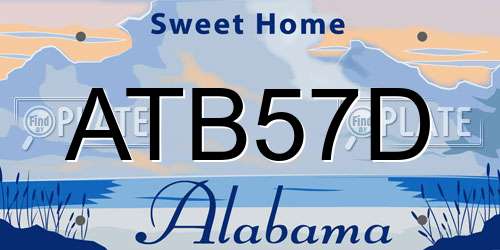ATB57D Alabama License Plate