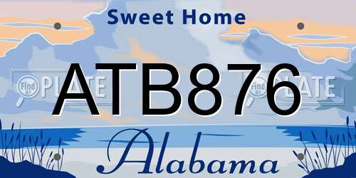 ATB876 Alabama License Plate