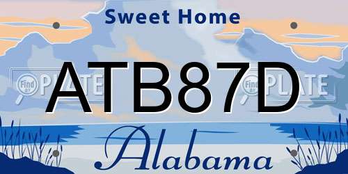 ATB87D Alabama License Plate