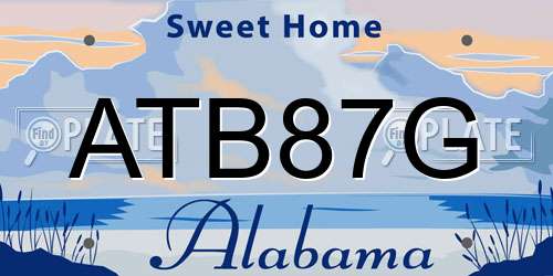 ATB87G Alabama License Plate