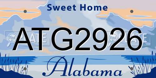 ATG2926 Alabama License Plate
