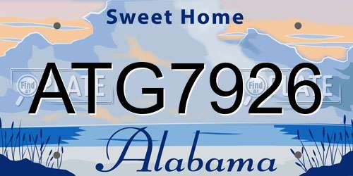 ATG7926 Alabama License Plate