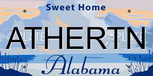 ATHERTN Alabama License Plate