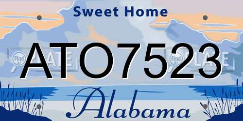 ATO7523 Alabama License Plate