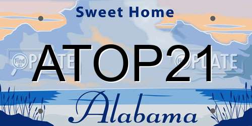 ATOP21 Alabama License Plate
