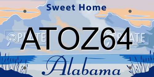 ATOZ64 Alabama License Plate