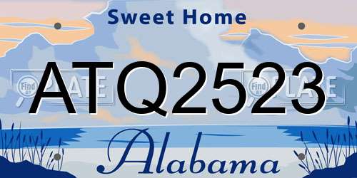 ATQ2523 Alabama License Plate