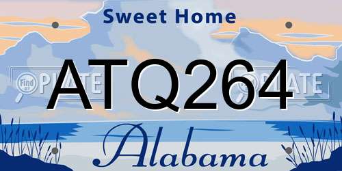 ATQ264 Alabama License Plate