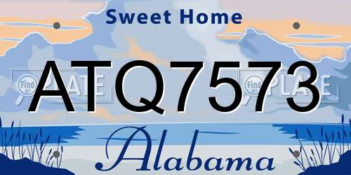 ATQ7573 Alabama License Plate