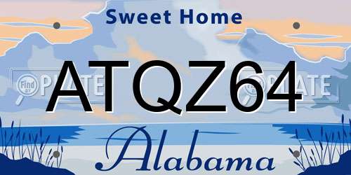 ATQZ64 Alabama License Plate