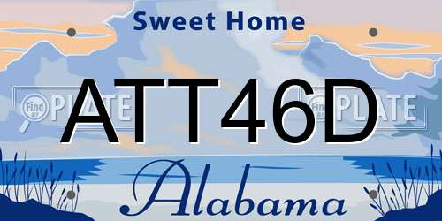 ATT46D Alabama License Plate