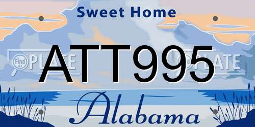 ATT995 Alabama License Plate