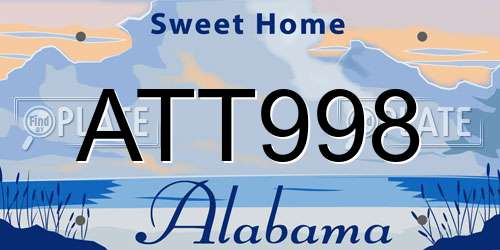 ATT998 Alabama License Plate