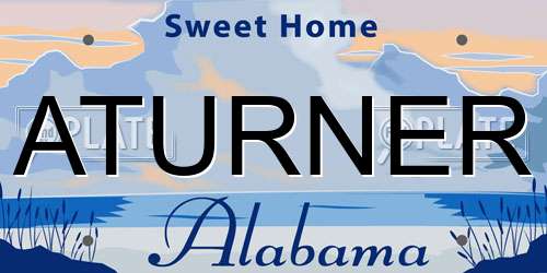 ATURNER Alabama License Plate
