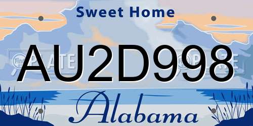 AU2D998 Alabama License Plate