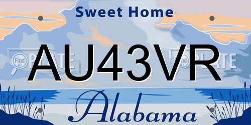AU43VR Alabama License Plate