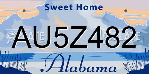 AU5Z482 Alabama License Plate