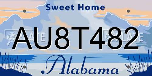 AU8T482 Alabama License Plate