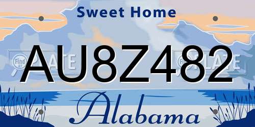 AU8Z482 Alabama License Plate