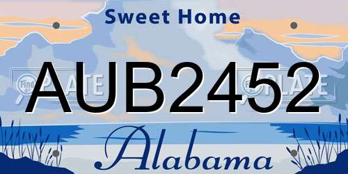 AUB2452 Alabama License Plate