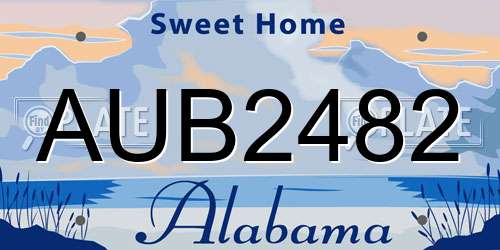 AUB2482 Alabama License Plate