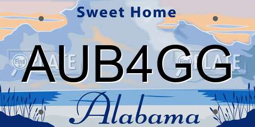 AUB4GG Alabama License Plate