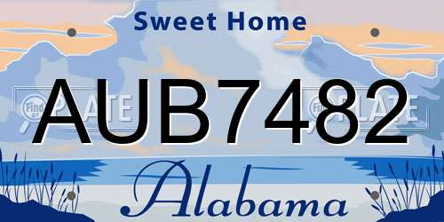 AUB7482 Alabama License Plate