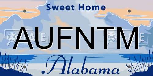 AUFNTM Alabama License Plate