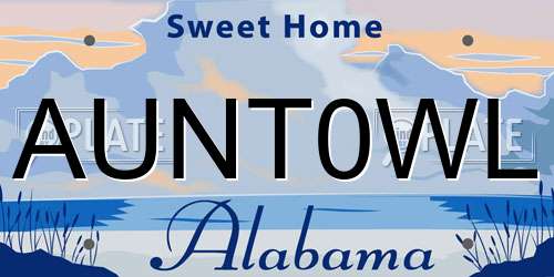 AUNT0WL Alabama License Plate
