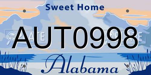 AUT0998 Alabama License Plate