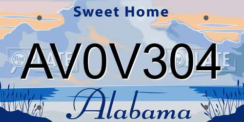 AV0V304 Alabama License Plate