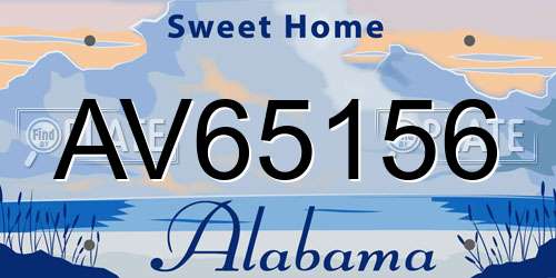 AV65156 Alabama License Plate