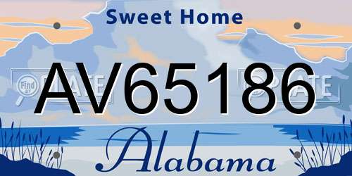 AV65186 Alabama License Plate