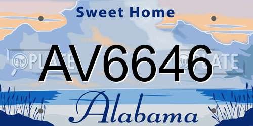 AV6646 Alabama License Plate