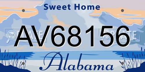AV68156 Alabama License Plate