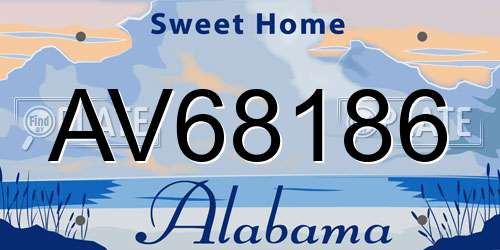 AV68186 Alabama License Plate