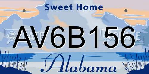 AV6B156 Alabama License Plate