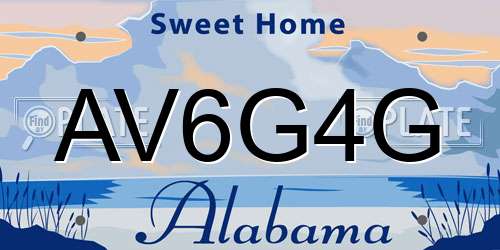 AV6G4G Alabama License Plate