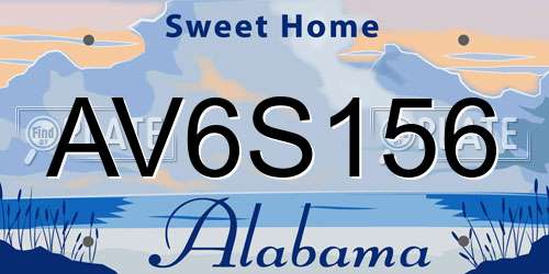 AV6S156 Alabama License Plate