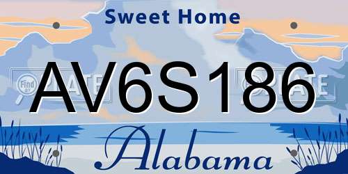 AV6S186 Alabama License Plate