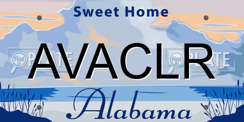 AVACLR Alabama License Plate