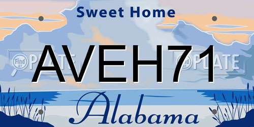 AVEH71 Alabama License Plate