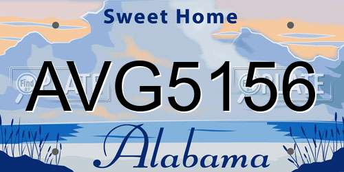 AVG5156 Alabama License Plate