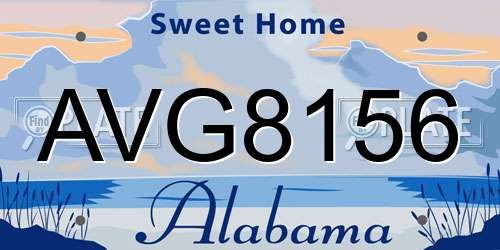 AVG8156 Alabama License Plate