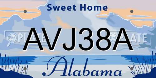 AVJ38A Alabama License Plate