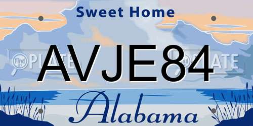AVJE84 Alabama License Plate