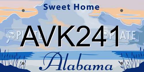 AVK241 Alabama License Plate