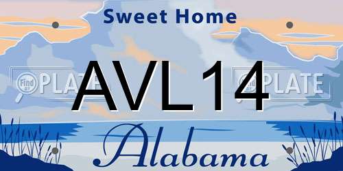 AVL14 Alabama License Plate