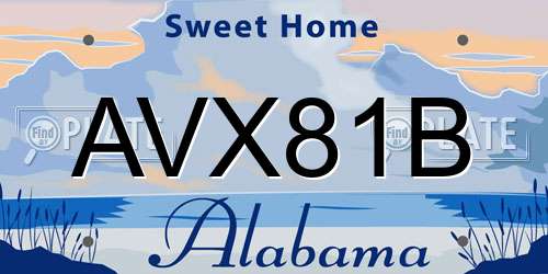 AVX81B Alabama License Plate