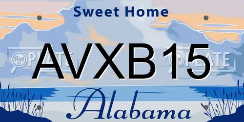 AVXB15 Alabama License Plate